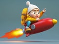 Adventurous Child Riding a Rocket Royalty Free Stock Photo