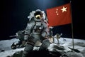 Adventurous Chinese astronaut moon. Generate Ai