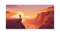 Adventurous Cliff Climber: Silhouette Against a Scenic Sunset Sky, vector design Generative AI Royalty Free Stock Photo