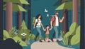An adventurous family outing enjoying nature and exploring the wilderness.