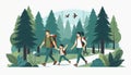 An adventurous family outing enjoying nature and exploring the wilderness.