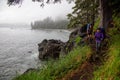 Adventurous friends are hiking Juan de Fuca Trail