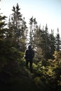 Adventurous hiker exploring the natural beauty of the wilderness, carrying a backpack