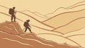 Adventurous Hikers Conquering Mountain Peaks, Outdoor Exploration, vector design Generative AI Royalty Free Stock Photo