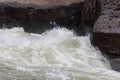 Adventurous kayaker navigating the challenging rapids of the Gauley River in West Virginia Royalty Free Stock Photo