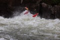 Adventurous kayaker navigating the challenging rapids of the Gauley River in West Virginia Royalty Free Stock Photo