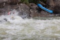 Adventurous kayaker navigating the challenging rapids of the Gauley River in West Virginia Royalty Free Stock Photo