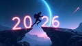 Adventurous Leap Towards a Bright Future Embracing the Concept of Opportunity in the Year 2026 Royalty Free Stock Photo