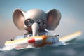 Adventurous Little Elephant Wearing Goggles Speeding in a Motorboat