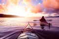 Adventurous Man Sea Kayaking in the Ocean Royalty Free Stock Photo