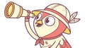 Adventurous Owl Explorer with Telescope and Hat, Discovery Art, vector design Generative AI Royalty Free Stock Photo