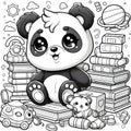 Adventurous Panda Cub: 3D Coloring Page Excitement