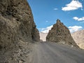 Adventurous road through Zoji lLa pass with clear blue sky on Manali to Leh highway in India