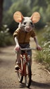 Adventurous Rodent: Witness the Playful Antics of a Mouse Riding a Bicycle