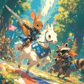 Adventurous Squirrel Knights in Fantasy Battle