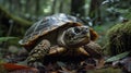 Adventurous Turtle Exploring a Lush Jungle AI Generative