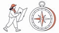 Woman Reading Map with Compass, Adventure Travel and Navigation Vector, vector design Generative AI Royalty Free Stock Photo