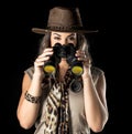 Adventurous woman on safari Royalty Free Stock Photo