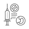 adverse reaction to anesthesia line icon vector illustration