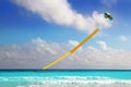 Advertise beach parachute boat yellow copyspace Royalty Free Stock Photo
