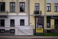 Advertisement billboard on a wall of a residential building in Riga, Latvia