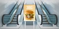 advertisement burger billboard escalators Royalty Free Stock Photo