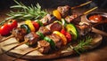 Advertisement food photography. Grilled Lamb. AI art generated