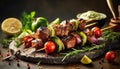 Advertisement food photography. Grilled Lamb. AI art generated