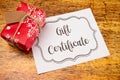 Advertisement for Gift Certificates