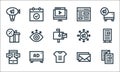 Advertisement line icons. linear set. quality vector line set such as brochure, t shirt, mobile chat, email, advertising, gift,