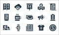 Advertisement line icons. linear set. quality vector line set such as coin, newspaper, advertisement, t shirt, smartwatch,