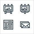 Advertisement line icons. linear set. quality vector line set such as email, website, billboard