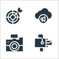 Advertisement line icons. linear set. quality vector line set such as mailbox, camera, cloud