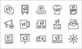 advertisement line icons. linear set. quality vector line set such as marketing, truck, magazine, video marketing, presentation,