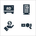 Advertisement line icons. linear set. quality vector line set such as searching, value, advertisement