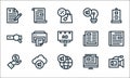 Advertisement line icons. linear set. quality vector line set such as video marketing, global marketing, value, blog, cloud,