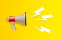 Advertisement Promo Marketing template with Loudspeaker Megaphone. Concept vector illustration. Royalty Free Stock Photo