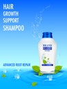 Advertisement promotion banner for Menthol Shampoo for dry and damaged hair