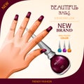 Advertisement promotion banner for trendy colorful Nail Polish fashion Royalty Free Stock Photo