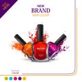 Advertisement promotion banner for trendy colorful Nail Polish fashion Royalty Free Stock Photo