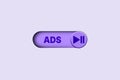 3D illustration of purple button to switch on or off ADS.