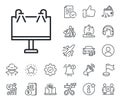 Road Ads banner line icon. Advertisement sign. Salaryman, gender equality and alert bell. Vector