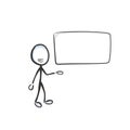 Advertisement template. Showing white board. Vector simple presentation blank. Stickman no face clipart cartoon. Hand drawn.