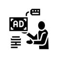 advertiser of ad placement glyph icon vector illustration