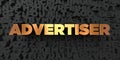 Advertiser - Gold text on black background - 3D rendered royalty free stock picture