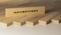 Advertiser written on wooden surface. Concept created from wooden sticks