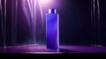 Advertisiment shot of purple shampoo bottle as no brand mockup, presented with studio light on dark ackground Royalty Free Stock Photo