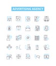 Advertising agency vector line icons set. Agency, Advertising, Promotion, Publicity, Media, Marketing, Creative Royalty Free Stock Photo