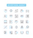 Advertising agency vector line icons set. Agency, Advertising, Promotion, Publicity, Media, Marketing, Creative Royalty Free Stock Photo