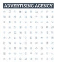 Advertising agency vector line icons set. Agency, Advertising, Promotion, Publicity, Media, Marketing, Creative Royalty Free Stock Photo
